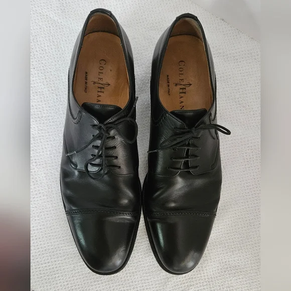 Cole Haan Black Lace Up 9.5 Mens Dress Shoes Tap Toe Nike Air Heel Made … - Picture 9 of 16